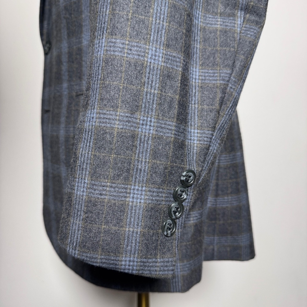 Royal Classic Blazer Mens 42S Grey Blue Plaid Notch Lapel Single Vent 2-Button - Picture 2 of 5